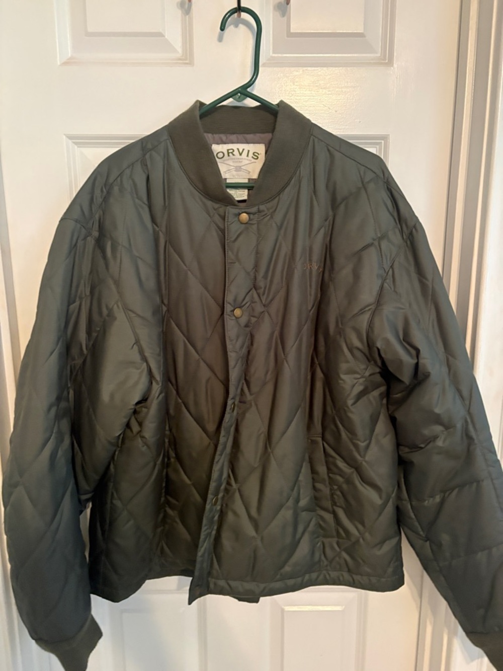 Orvis Men's Quilted Dark Olive Bomber Jacket
